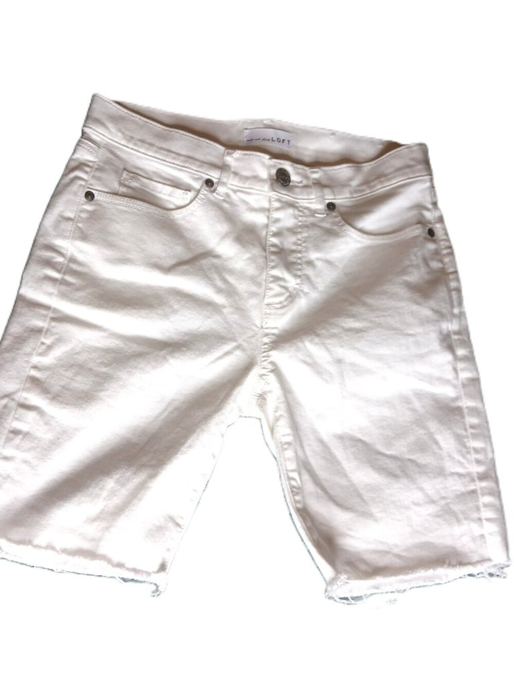 LOFT White High Rise Cut-Off Denim Shorts - Size 26 / 2 NWOT